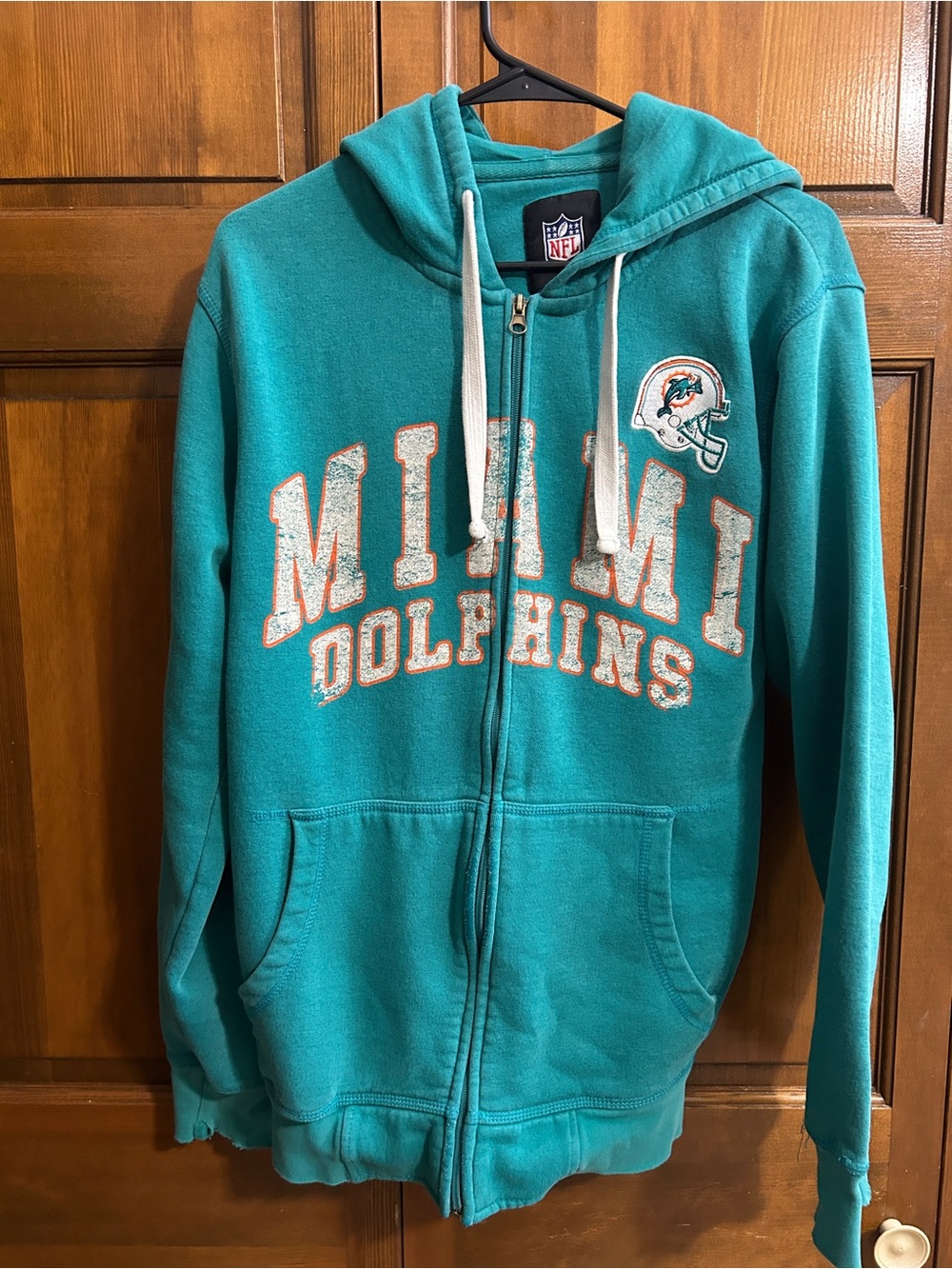 NFL Miami Dolphins Teal Full-Zip Hooded Sweater